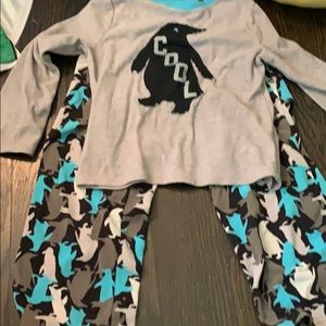 Boys soft long sleeved penguin pj’s
